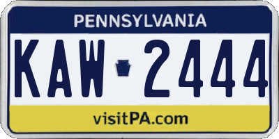 PA license plate KAW2444
