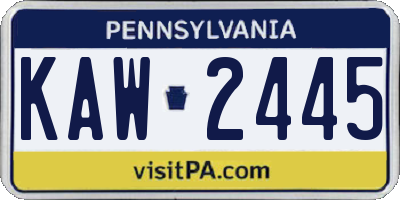 PA license plate KAW2445