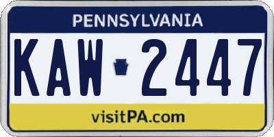 PA license plate KAW2447