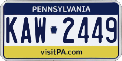 PA license plate KAW2449