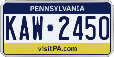 PA license plate KAW2450