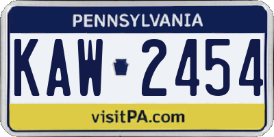 PA license plate KAW2454