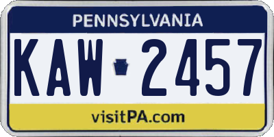 PA license plate KAW2457