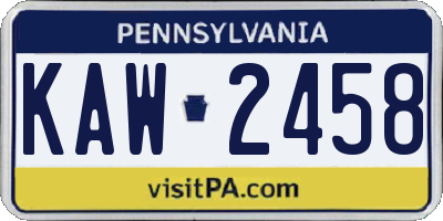 PA license plate KAW2458