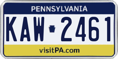 PA license plate KAW2461