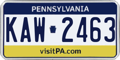 PA license plate KAW2463