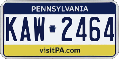 PA license plate KAW2464
