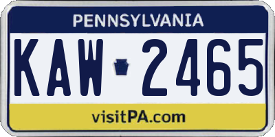 PA license plate KAW2465