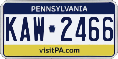 PA license plate KAW2466