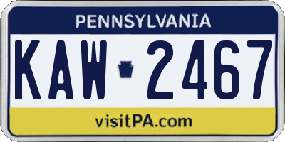 PA license plate KAW2467