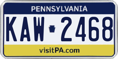 PA license plate KAW2468
