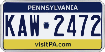 PA license plate KAW2472