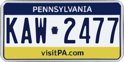 PA license plate KAW2477