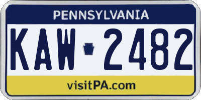 PA license plate KAW2482