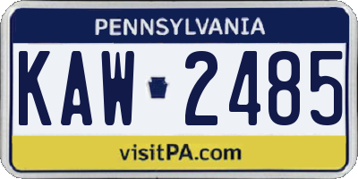 PA license plate KAW2485