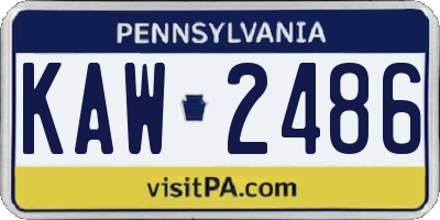 PA license plate KAW2486