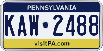 PA license plate KAW2488