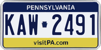 PA license plate KAW2491