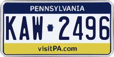 PA license plate KAW2496
