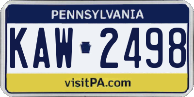 PA license plate KAW2498