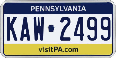 PA license plate KAW2499