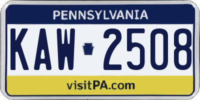 PA license plate KAW2508