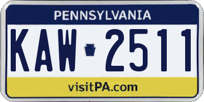PA license plate KAW2511