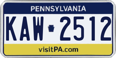 PA license plate KAW2512