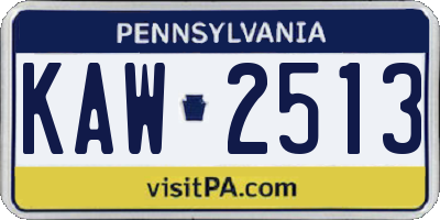 PA license plate KAW2513