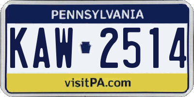 PA license plate KAW2514
