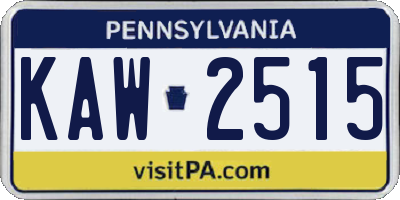 PA license plate KAW2515