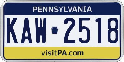 PA license plate KAW2518