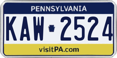 PA license plate KAW2524
