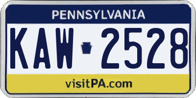 PA license plate KAW2528