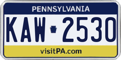 PA license plate KAW2530