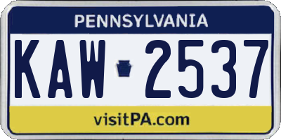 PA license plate KAW2537