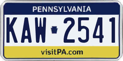 PA license plate KAW2541