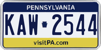PA license plate KAW2544