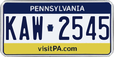 PA license plate KAW2545