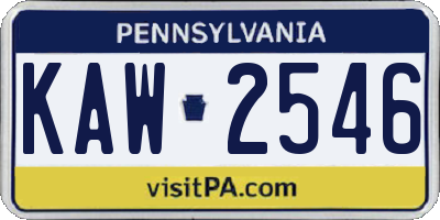 PA license plate KAW2546