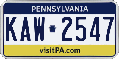 PA license plate KAW2547