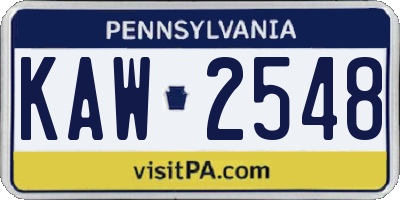 PA license plate KAW2548