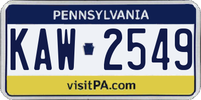 PA license plate KAW2549