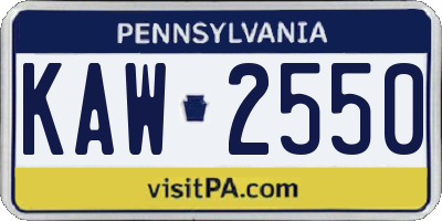 PA license plate KAW2550