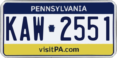 PA license plate KAW2551