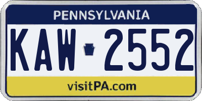 PA license plate KAW2552
