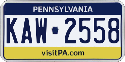 PA license plate KAW2558