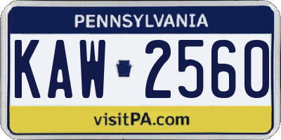 PA license plate KAW2560