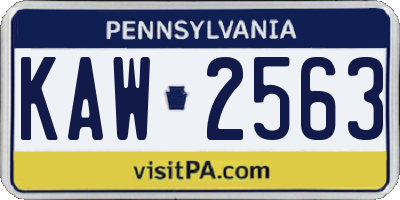 PA license plate KAW2563