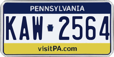 PA license plate KAW2564